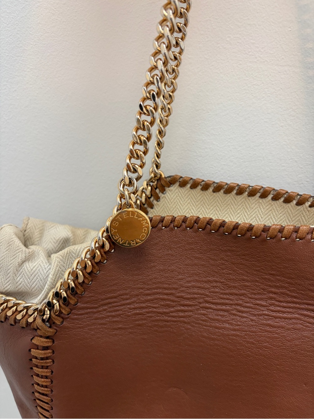 Stella McCartney Brown Tote with Gold Chain Straps - Picture 2 of 7
